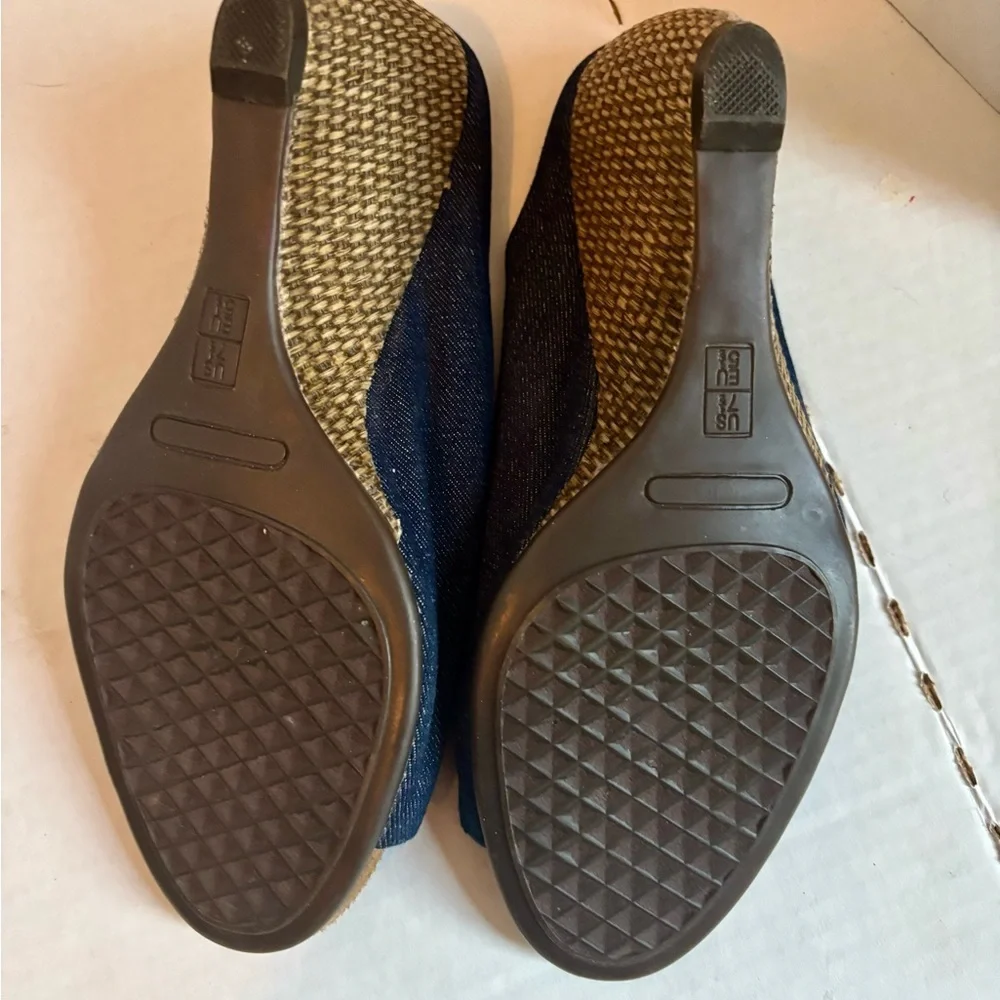 Aérosoles Denim Wedge Mules Shoes size 7.5